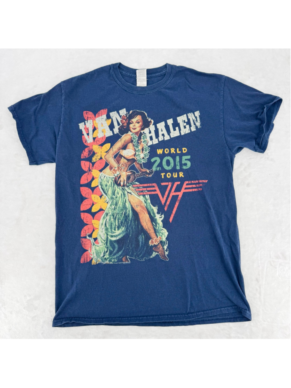Van Halen 2015 World Tour Authentic Concert Tee Tour Schedule Hula Girl Large